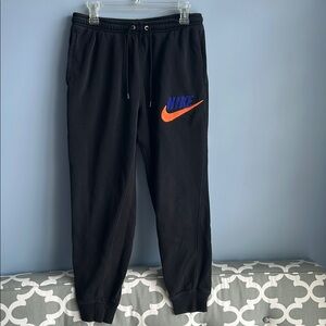 Nike Black Joggers with Orange and Blue Logo